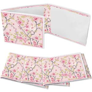 4 Pack Chinoiserie Mahjong Card Holder Chinoiserie Print Mahjong Card Sleeve Large Size(6 1/8x4 3/4) Soft Printed Fabric Scorecard Protector Holder Cover Gifts(Pink and Green)