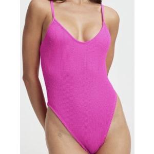 Women’s Textured One Piece Bathing Suit with High Cut Leg and Adjustable Pink, Size: M