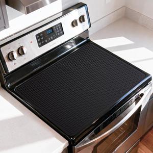 LONGKING 2X Thicker Stove Top Cover for Electric Stove - Silicone Stove Mat for Glass Top Stove, Dish Drying Mats For Kitchen, Range Covers for Electric Stove (Black, 30 x 21)