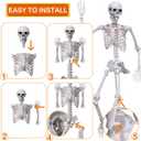 Wocst 5.4Ft/165cm Halloween Skeleton Full Body Life Size Human Bones with Movable Joints for Indoor Outdoor Halloween Props Decorations