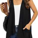 Veryoung Women's Lightweight Cardigan Casual Soft Long Sleeve Floral Knit Cardigans with Pockets High Low Hem Draped Duster (Black, XXXL)