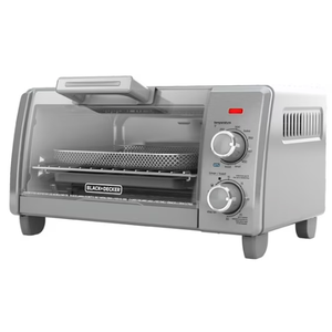 BLACK+DECKER Crisp ‘N Bake Air Fry 4-Slice Toaster Oven, Silver & Black, Fits 9 Inch Pizza, .35 Cubic Feet