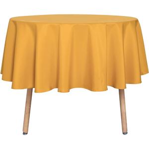 sancua Round Tablecloth - 48 Inch - Water Resistant Spill Proof Washable Polyester Table Cloth Decorative Fabric Table Cover for Dining Tables, Buffet Parties and Camping, Gold