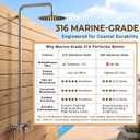 Forgebound 316 Marine Grade Stainless Steel Outdoor Shower – 8" Rainfall Head, Exposed Wall-Mount, for Beach, Coastal Home, and Backyard