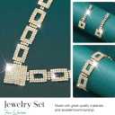 Unicra Crystal Bridal Wedding Jewelry Set Silver Rhinestone Necklace Earrings Bracelet Sets Formal Costume Jewelry for Women and Brides