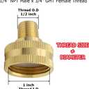 Hooshing 3PCS Garden Hose Adapter 3/4" GHT Female x 1/4" NPT Male Thread Brass Pipe Fittings Connect Garden Pipe Joint Repair Fittings