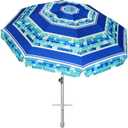 AMMSUN 7ft Heavy Duty Windproof Portable Beach Umbrella with Sand Anchor Vent Adjustable Height with Tilt Aluminum Pole, Portable UV 50+ Protection Carry Bag for Patio Garden Beach Pool Backyard (Crystal Fresco)