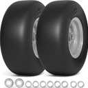 13x5.00-6 Flat Free Lawn Mower Tire, Zero Turn Mower Front Tires, 13x5x6 Solid Mower Wheel for Residential and Commercial, 3/4" & 5/8" Bearing, 3.25"-5.9" Center Hub, 2Pack Gray, 500Lbs