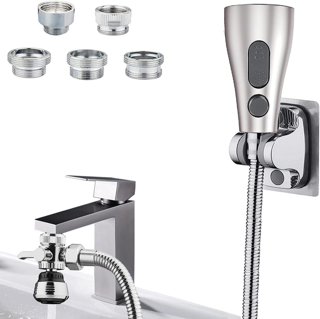 Kitchen Faucet Sink Sprayer Attachment, Sink Hose Sprayer with Aerator For Faucet with Brass Diverter and Stainless Steel Hose for Kitchen, Laundry Room, Bathroom Pet Shower, Hair Washing