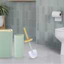 Bathroom Accessory Set,9 Pieces Light Green Bathroom Accessories Set with Trash Can, Toothbrush Holder, Soap Dispenser, Toothbrush Cup, Vanity Tray, Soap Dish, Toilet Brush, Qtip Holder