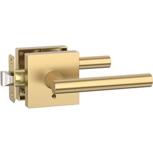 Asidrama 1 Pack Champagne Bronze Privacy Door Handles, Door Lever with Door Knobs Indoor for Bedroom or Bathroom, Heavy Duty Door Handles Interior with Locks for Left Right Sided Doors ZR01-097