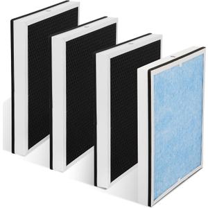 HEPA/Activated Carbon Filter Replacement, HEPA 550 Fliter Replacement Set Compatible with AlorAir CleanShield 550 Air Scrubber(4 Packs)
