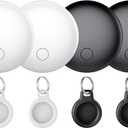 Air Tracker Tags 4-Pack, Item Finders Work for Apple Find My APP(iOS Only) Tracker Tags for Keys, Luggage, Backpack etc,Replaceable Battery Last 1 Year, IP67 Waterproof Round Tag with Holder Keychain