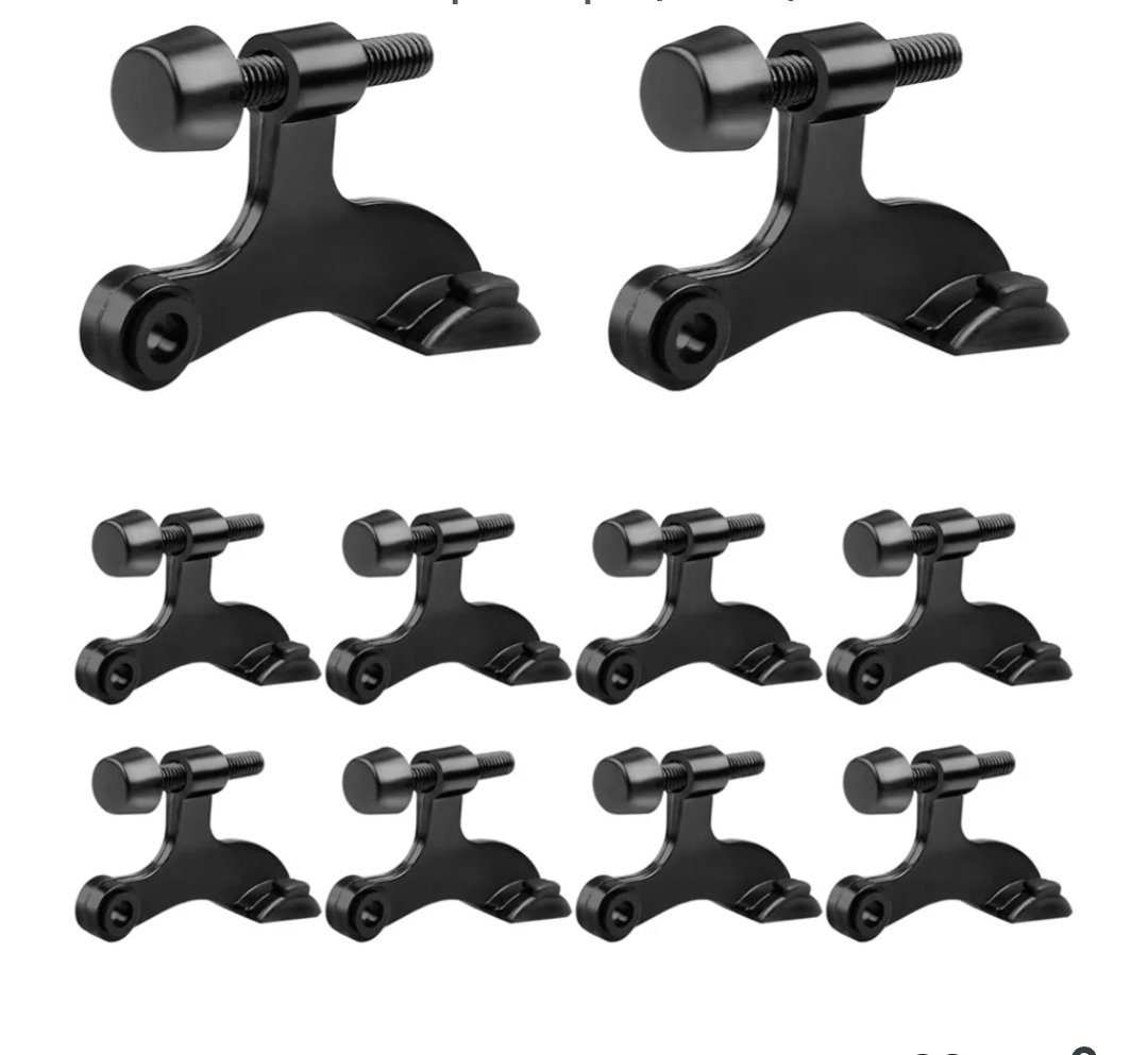 OBTANIM 8 Pack Hinge Pin Door Stopper Heavy Duty Metal Adjustable Door Stops with Rubber Bumper Tips (Black)