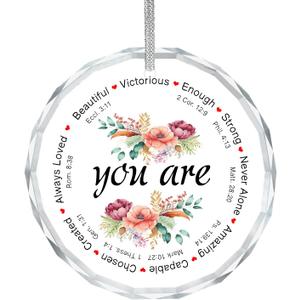 Christian Bible Verses Religious Crystal Ornaments,You are Crystal Ornament Keepsake Sign Plaque, Inspirational Christian Gifts for Women Teen Girls