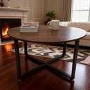 Round Metal Coffee Table Legs,18 Inch Black Iron Dining Table Base Only,Large Circle End Table Legs, B Style