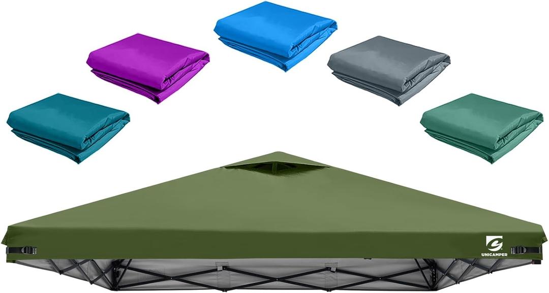 10x10 Pop Up Canopy Replacement Top Cover with Air Vent for Straight Leg Canopy Tent, Waterproof for Outdoor Garden Patio Camping Sun Shade (Olive Green)