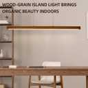 47" Wood Linear Pendant Light,Dimmable Kitchen Island Lighting with Remote,28W LED Island Lights for Kitchen,Linear Chandelier for Dinning Room Light Fixture,Pool Table Light Walnut