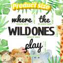 Beeveer Where the Wild Ones Play Nursery Sign Wooden Playroom Wall Decor Playroom Decoration Word Play Room Sign for Wall Plaques 11 Pcs(40 Inch,Black)