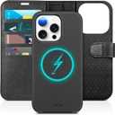 TUCCH Case Wallet for iPhone 15 Pro, Detachable Stand RFID Blocking 4 Card Slot Wireless Charging Shockproof Case, 2-in-1 Magnetic PU Leather Removable Folio Compatible with iPhone 15 Pro 6.1", Black