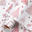 Homeral Christmas Wrapping Paper Roll - 3D Embossed Snowflakes, Trees and Stars with Red Foil Metallic Shine Gift Wrap for Christmas, New Year Celebration, Holiday - Mini Roll - 17 Inch x 33 Feet (17in*32.8ft(46.8sqft))