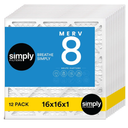 Simply 16x16x1 Air Filter, MERV 8, MPR 600, 6 Pack, For Home AC Furnace & HVAC (Actual Size: 15.75"x15.75"x0.75") DUST, Pet, & Allergy Control