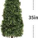 Damomo 3ft Topiary Trees Artificial Topiaries Boxwood Trees Outdoor Faux Shrub 2 Packs with Black Pot, Fake Bushes Potted Green Plants Decorative Indoor Porch or Garden（35inch）