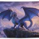 ANMOGID Tapestry Wall Hanging Aesthetic Decoration For Bedroom Living Room Wall Art Tapestries Purple Dragon Medieval Fantasy Animals 90"x59" (style-1)