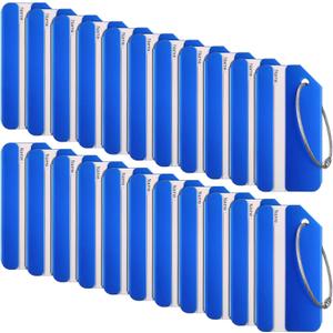Weewooday 22 Pcs Luggage Tags Business Card Holder Aluminum Metal Travel ID Bag Tag for Suitcases Travel Luggage Baggage Identifier (Blue)