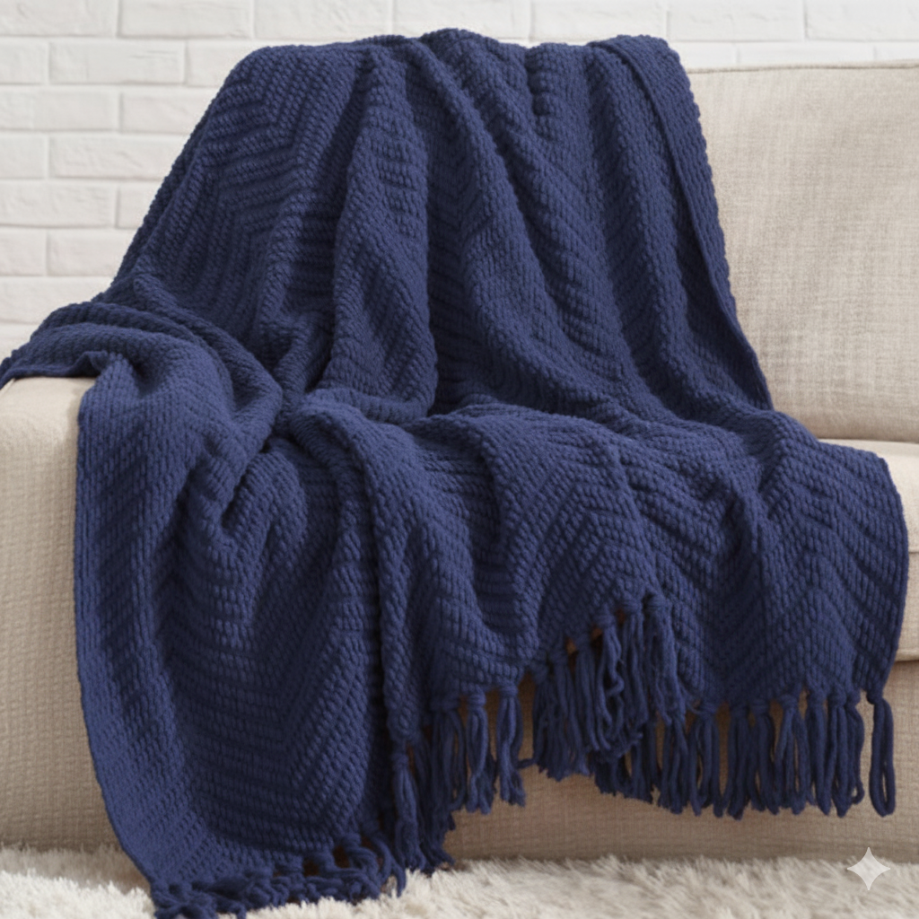 Bedsure Throw Blankets for Couch - Textured Chunky Knit Woven Chenille Blanket - Super Soft, Warm Decorative Boho Throw with Tassels for Bed, Sofa and Living Room, Pumpkin Orange, 50x60 Inches