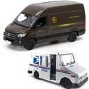 KiNSMART - UPS Mercedes-Benz Sprinter + United States Postal Mail Truck Grumman LLV 5 Inch Die Cast Metal Model Toy Van & Trucks SetOf2