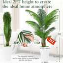 7FT Artificial Palm Tree, Tall Artificial Tree Plants with Fake Plants, Large Faux Plants Indoor with Lifelike Leaves for Outdoor Indoor Home Office Living Room Decor (White)