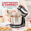 Dash Everyday Stand Mixer - Compact Tilt-Head Stand Mixer for Everyday Recipes - 6-Speed Power with Stainless Steel Bowl - Black, 3-Quart