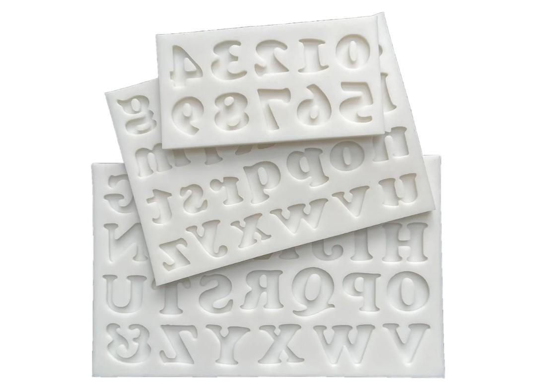 3-Piece Cooper Letters & Numbers Silicone Mold Set for Various Crafts - Perfect for Fondant Cakes, Chocolate, Resin, Gumpaste & DIY Creations