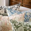 VAKADO Farmhouse Block Print Throw Pillow Covers 18X18 Set of 1 Vintage Outdoor Decorative Floral Cute Print Flower Soft Home Decor for Bedroom Sofa Chair Porch, Black