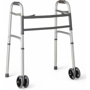 Medline Heavy-Duty Bariatric Folding Walker with 5 Wheels and Durable Handles, 500 lb. Weight Capacity
