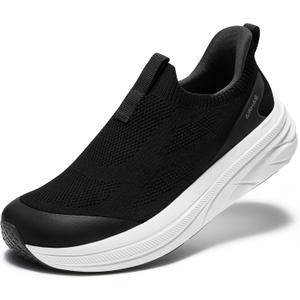 Womens Slip On Walking Shoes Breathable Sneakers for Women Lightweight Casual Shoes (10, Black/White)