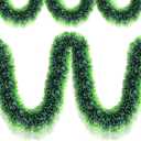 Christmas Tinsel Garland - 33 Ft Green Metallic Tree Winter Xmas Garland Dark Green Tinsel Hanging Twist Hanging Decorations for Christmas Party Holiday Supplies