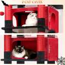 Globlazer XXL Giant Gothic Cat Tree, 83 Inch Heavy Duty Tall Goth Cat Tower for Indoor Cats Large Adult, Multi-Level Large Cat Condo with 8 Scratching Posts, Hammock, 2 Platform, F83B, Black Red