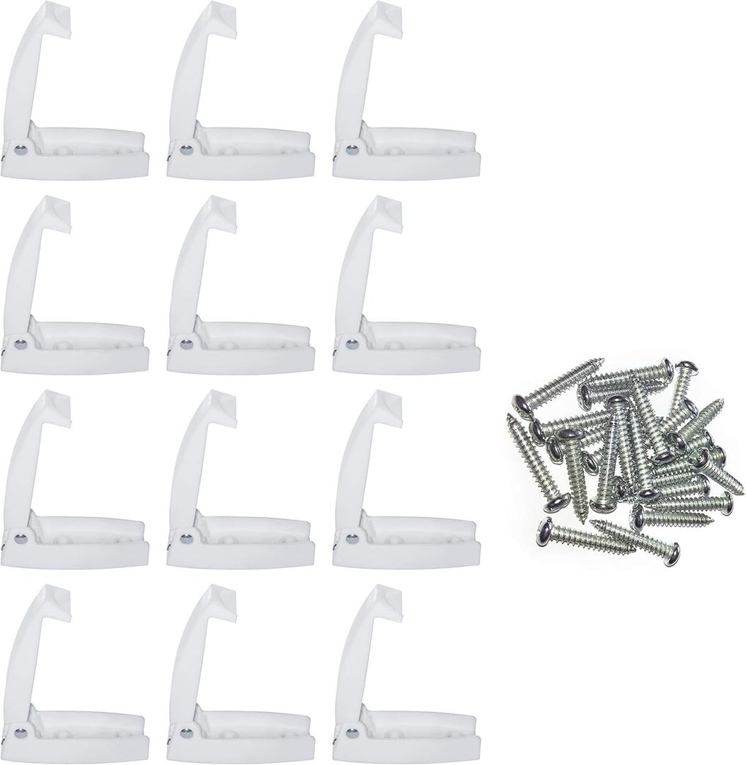 Camp'N White RV Storage Door Latch 12-Pack - Sturdy Spring Clip & Mounting Hardware for RV Campers - Perfect RV Compartment Door Latch Solution for Secure and Convenient Storage