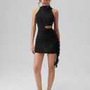 2 x DAAWENXI Women's Sexy Sleeveless Cut Out Ruched Dress Mesh Backless Bodycon Club Party Mini Dresses Black (Black, S)