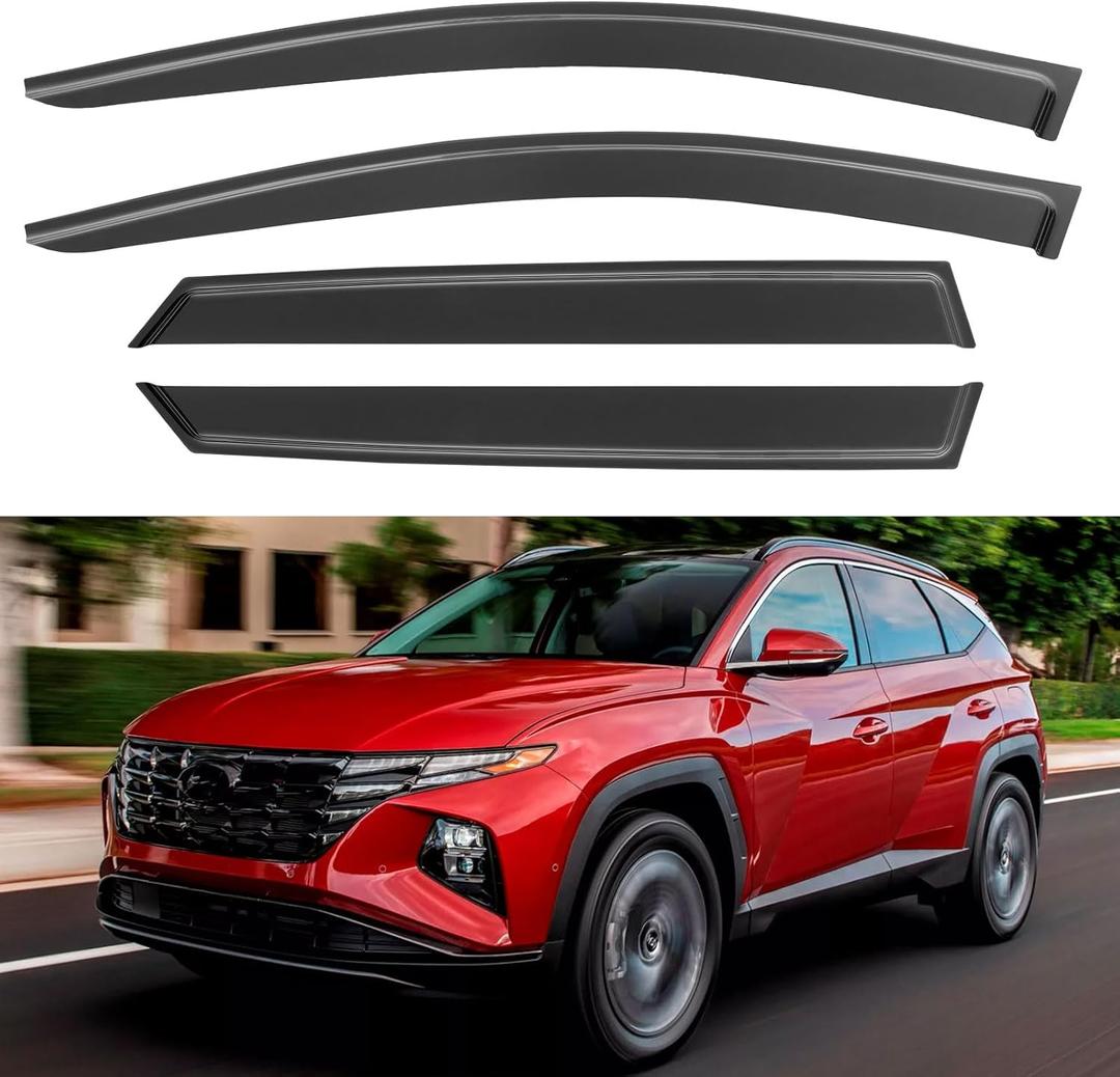 Window Visors Rain Guards for 2022 2023 2024 2025 Hyundai Tucson, Out-Channel Window Vent Wind Deflectors Visors Shades for 22 23 24 25 Tucson SE SEL N-Line Limited