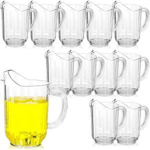 Tessco for you 12 Pcs Plastic Pitchers 60 Ounce Clear Restaurant Jug Large Water Pitcher Carafe Serve Milk Tea Juice Drink for Parties Container Dispenser Beer Jar (Classic)