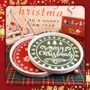 Christmas Wood Decorative Ottoman Tray for Coffee Table Kitchen Counter, Living Room, Round Handcrafted Green Wooden Serving Tray for Table Centerpiece (12")