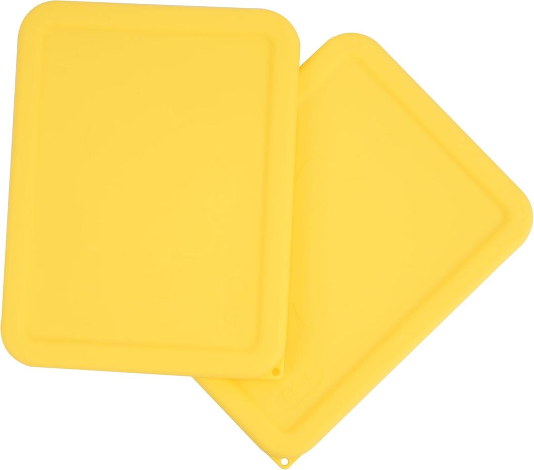 6 Cup Rectangle Silicone Storage Cover Lids Replacement for Pyrex 7211-PC Glass Bowls, (Container not Included) 2 Pack, Microwave, Dishwasher and Freezer Safe