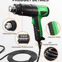Heat Gun 1800W Fast Heating 122-1202 Heavy Duty Hot Air Gun Variable Temperature Control Overheat Protection 2 Speed Air Flow with 4 Nozzles for Crafts, Shrinking Tubing, Vinyl Wrap (SG-1004)