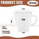 Amyhill Mini Disposable Tea Cups with Handle, 2oz Hard Plastic Coffee Mug Bulk Plastic Square Disposable Espresso Cups for Wedding Tea Party Catering Dessert Sampling(White,50 Pcs)