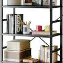 Sweetcrispy Industrial 5 Shelf Bookcase - Large 53 Inch Tall Floor Standing Open Bookshelf for Home Office, Living Room, and Bedroom Storage, Classic Black, 11.81"D x 23.62"W x 62.2"H