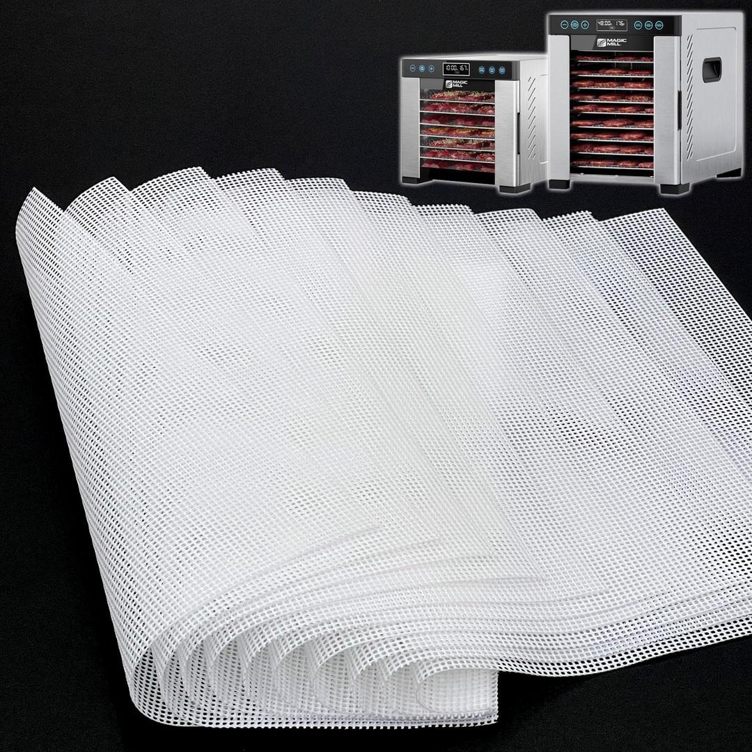 GUCUJI Silicone Dehydrator Sheets for Magic Mill MFD-7700 & MFD-1098, Non-Stick BPA Free, Pack of 10 (Premium Reusable Food Dehydrator Mesh Mats)