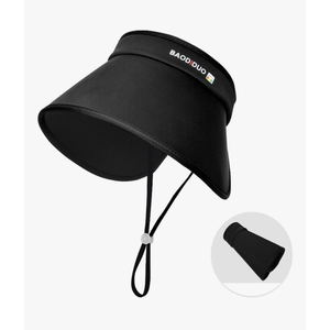 Sun Visor Hats for Women Wide Brim UPF 50+ UV Sun Protection Visor Hats Casual Adjustable Roll up Summer Beach Caps, Black
